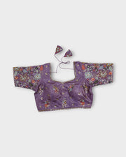 Silk Notched Neck Fitted Sleeve Readymade Blouse