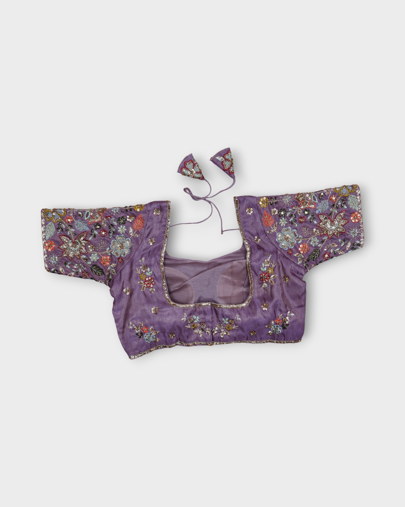 Silk Notched Neck Fitted Sleeve Readymade Blouse