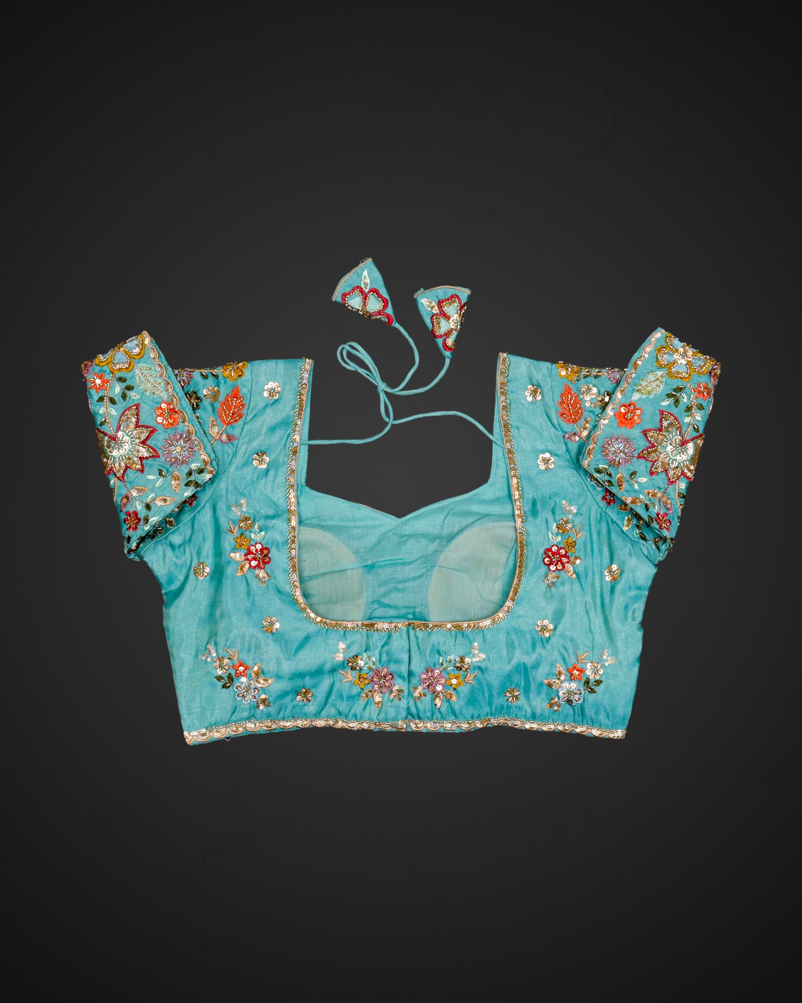Silk Notched Neck Fitted Sleeve Readymade Blouse