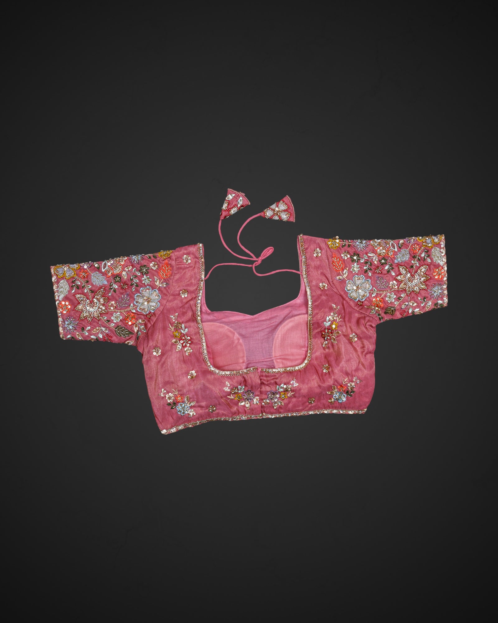 Silk Notched Neck Fitted Sleeve Readymade Blouse