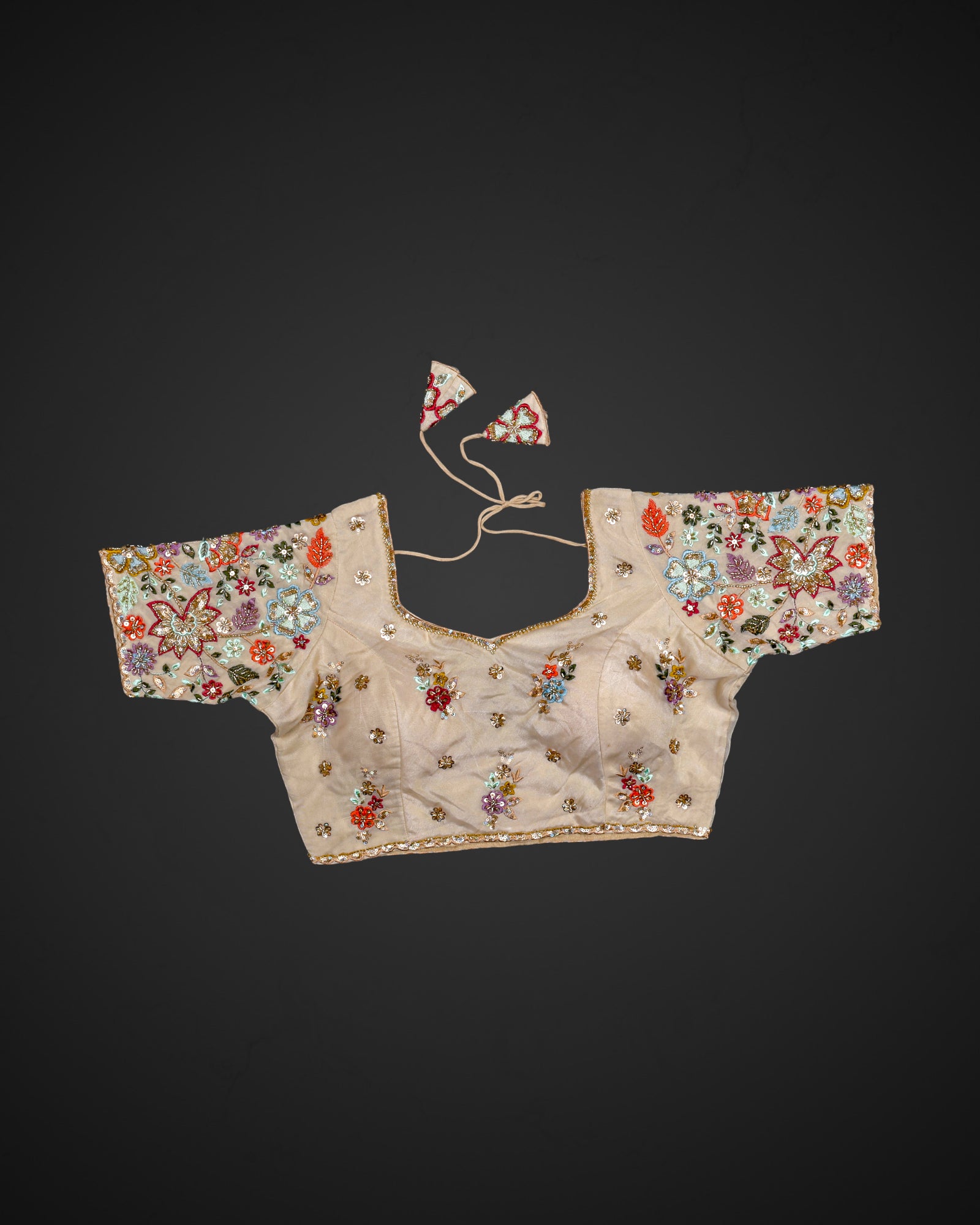 Silk Notched Neck Fitted Sleeve Readymade Blouse