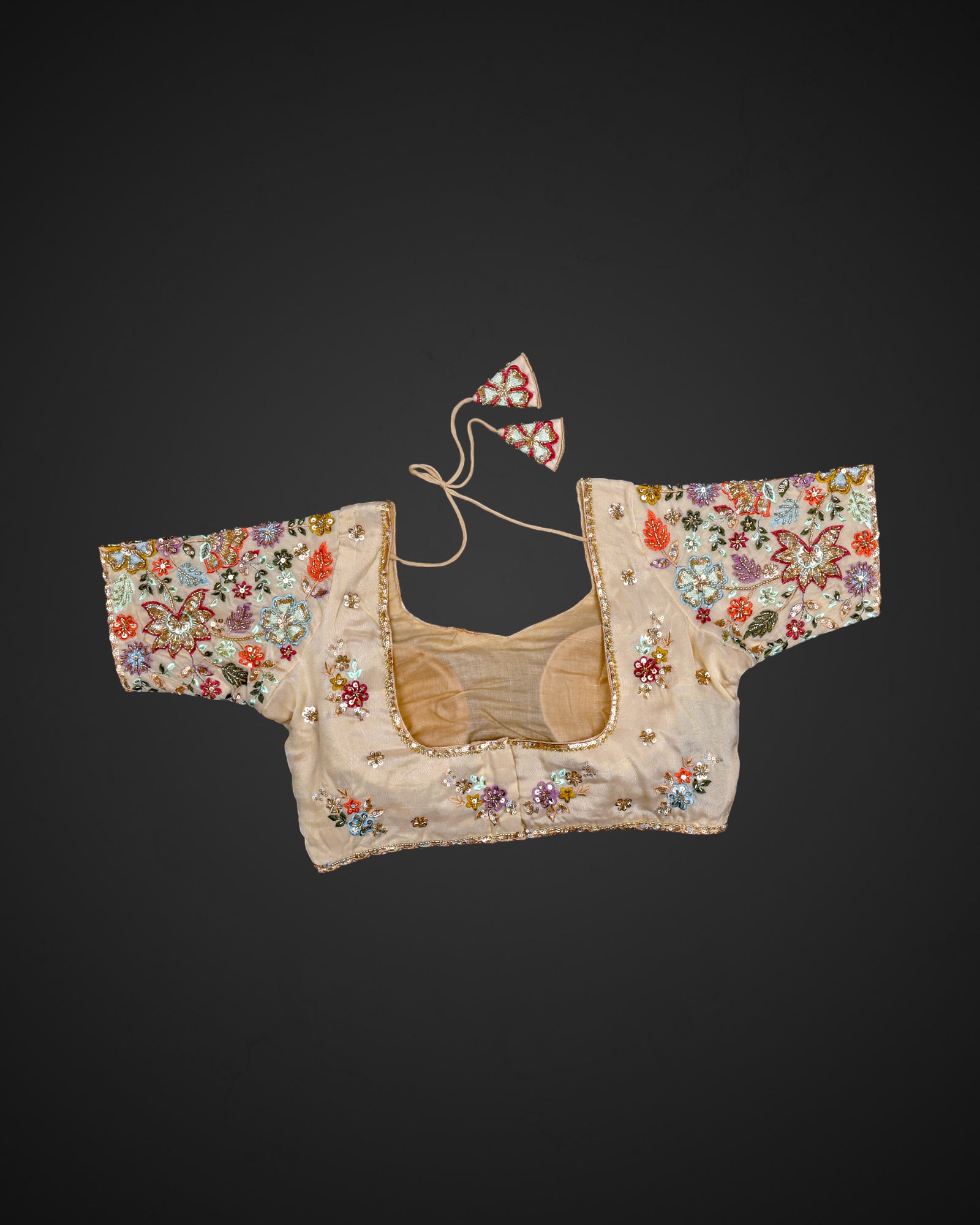 Silk Notched Neck Fitted Sleeve Readymade Blouse