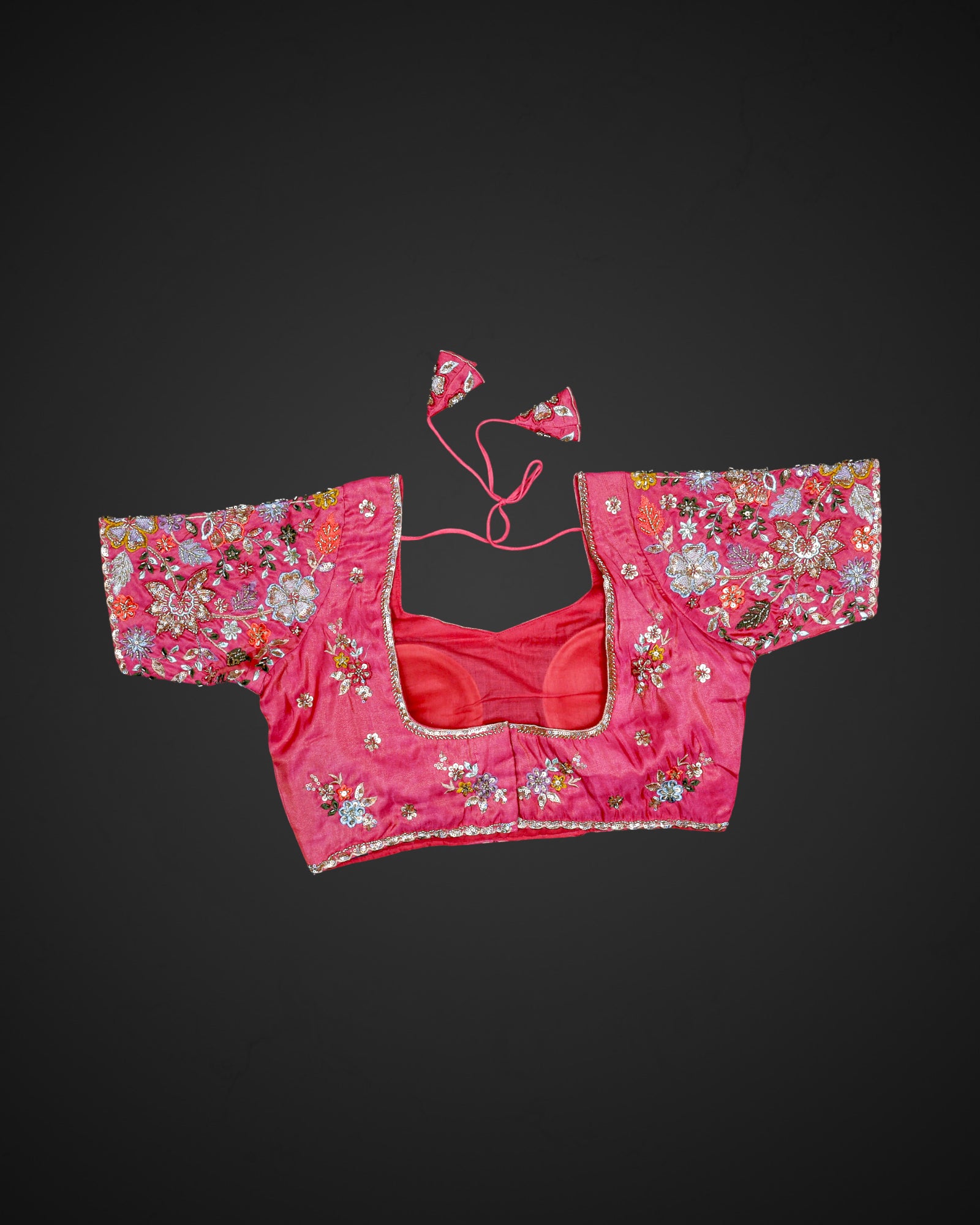 Silk Notched Neck Fitted Sleeve Readymade Blouse