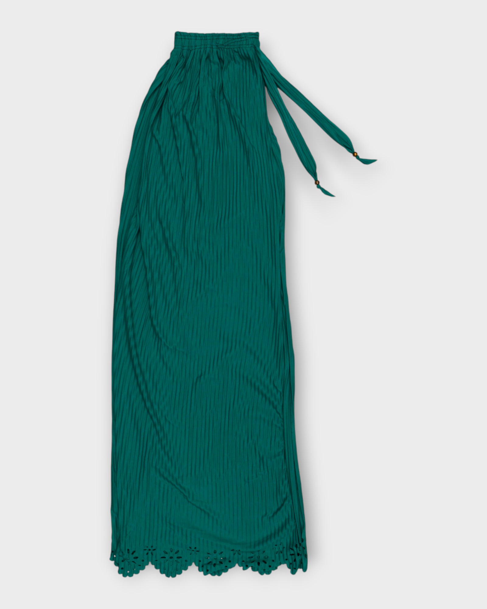 Green Floral Cutwork Cotton Palazzos