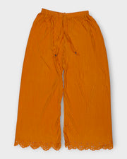 Mustard Yellow Cotton Palazzos with Floral Detail