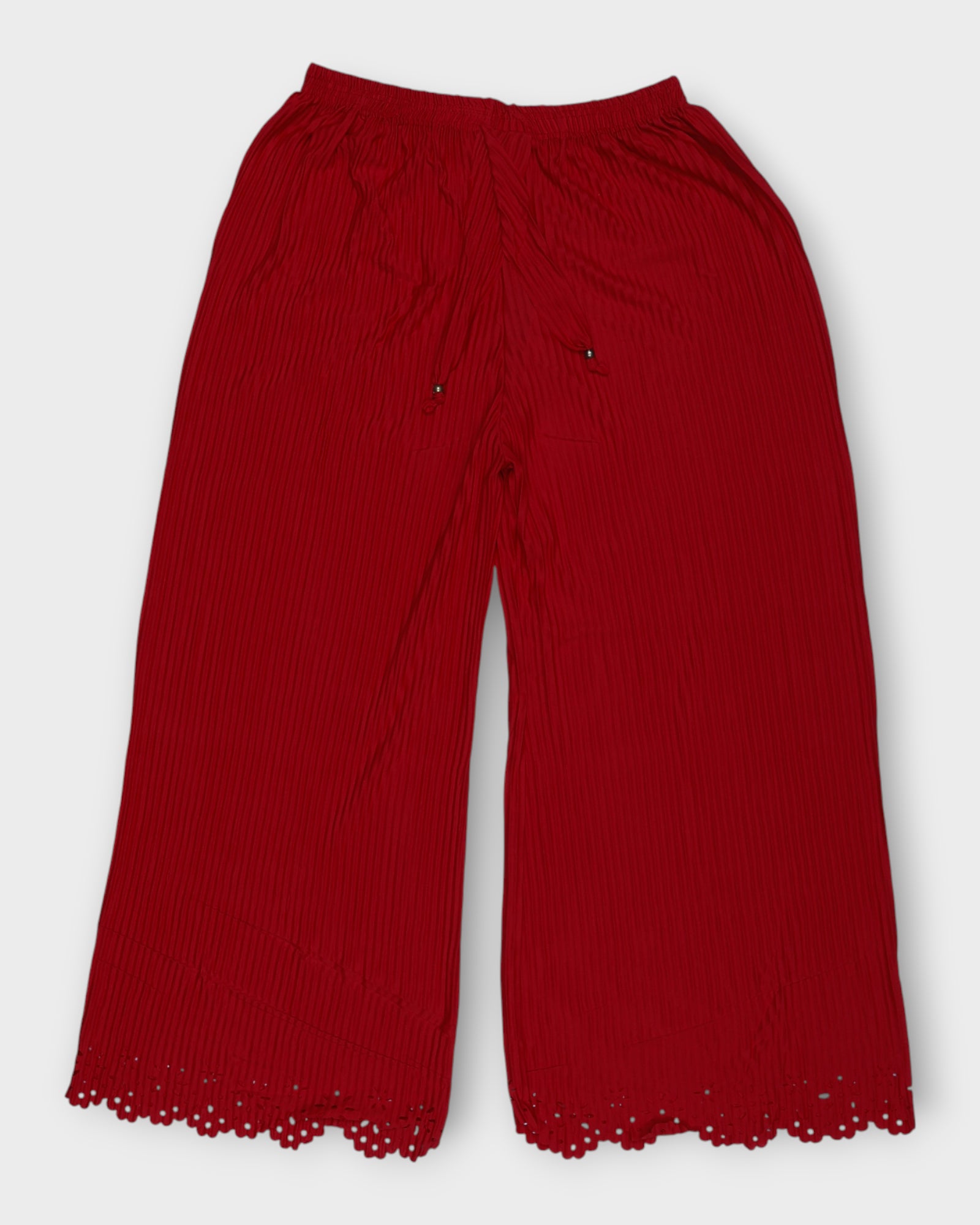 Red Flower Printed Crush Cotton Palazzos
