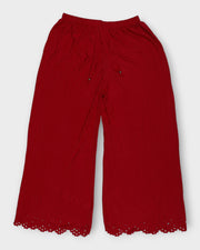 Red Flower Printed Crush Cotton Palazzos