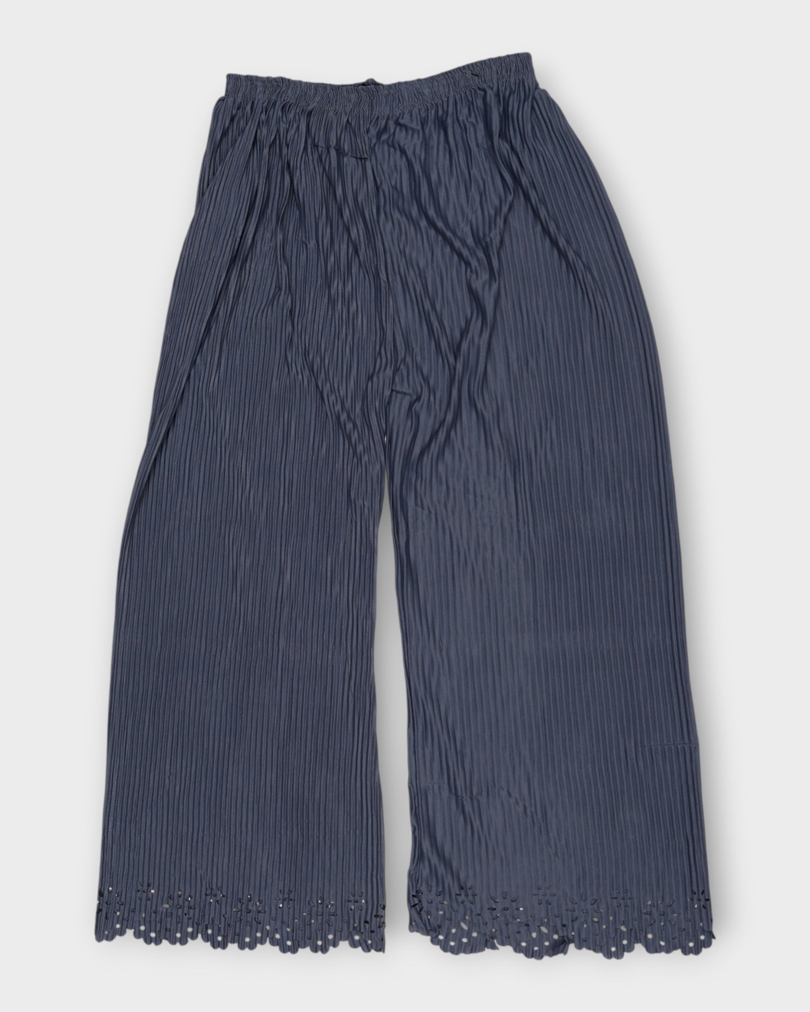 Grey Floral Ankle Detail Cotton Palazzos