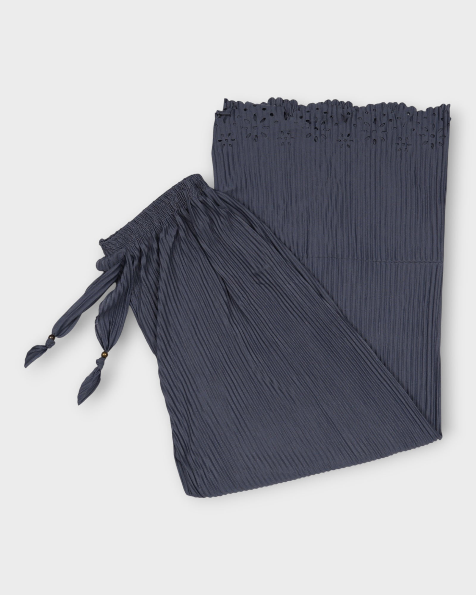 Grey Floral Ankle Detail Cotton Palazzos