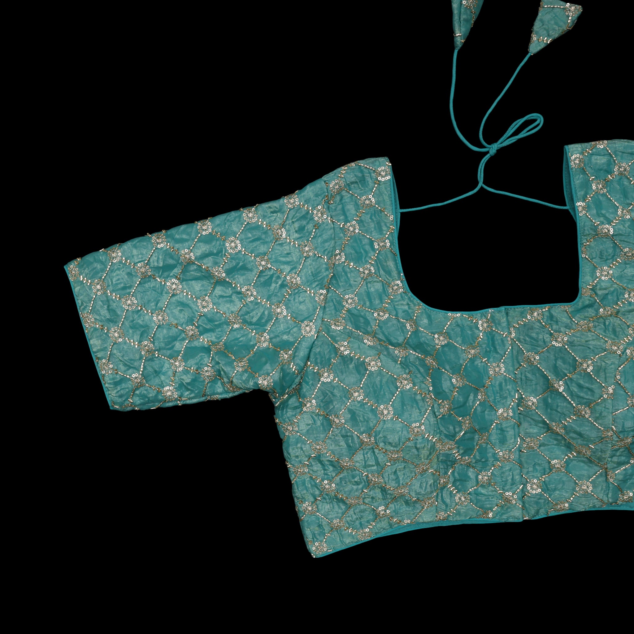 Sequin Embellished U Neck Readymade Blouse