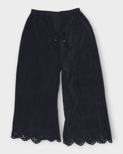 Black Cotton Palazzos with Ankle Cutwork