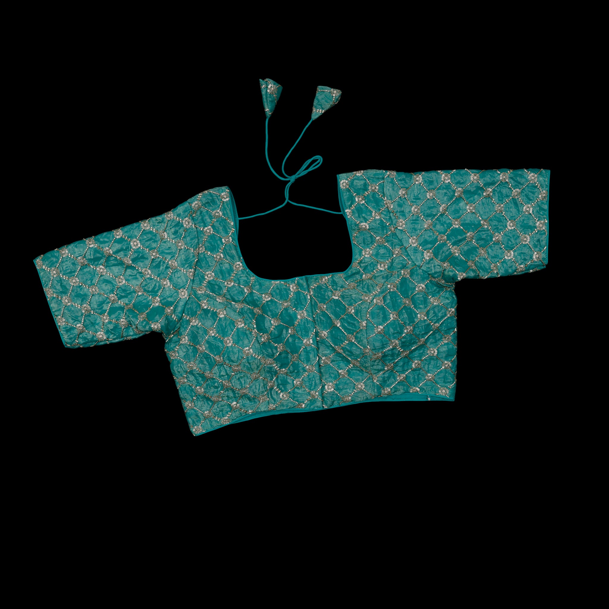 Sequin Embellished U Neck Readymade Blouse