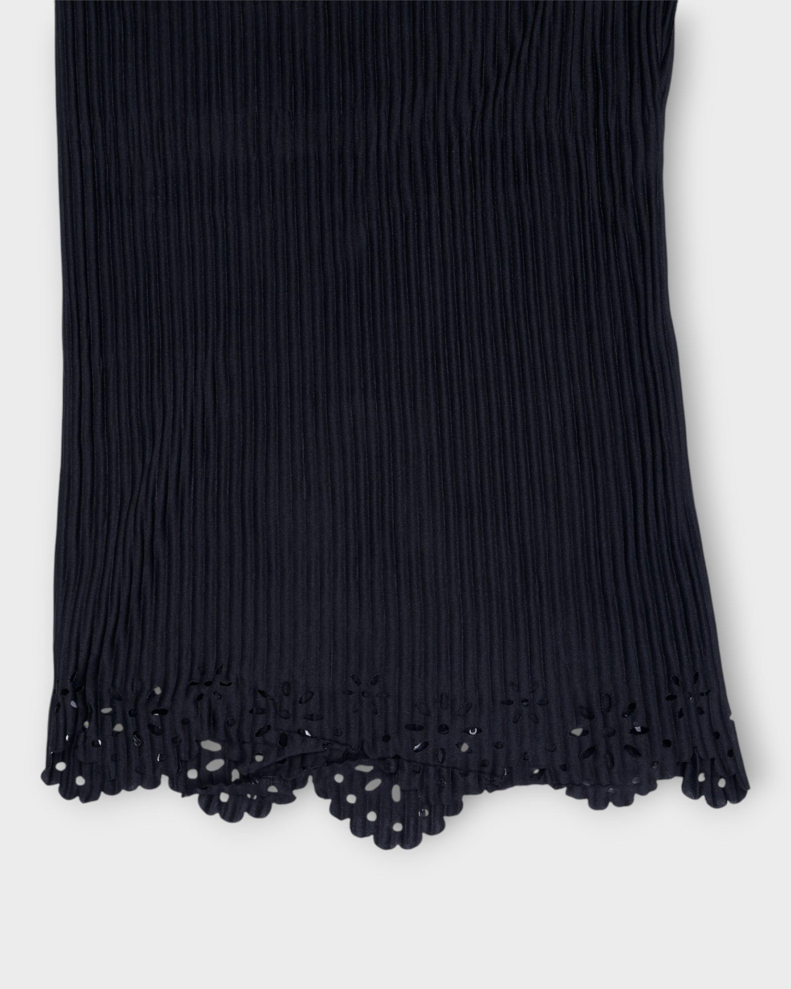 Black Cotton Palazzos with Ankle Cutwork