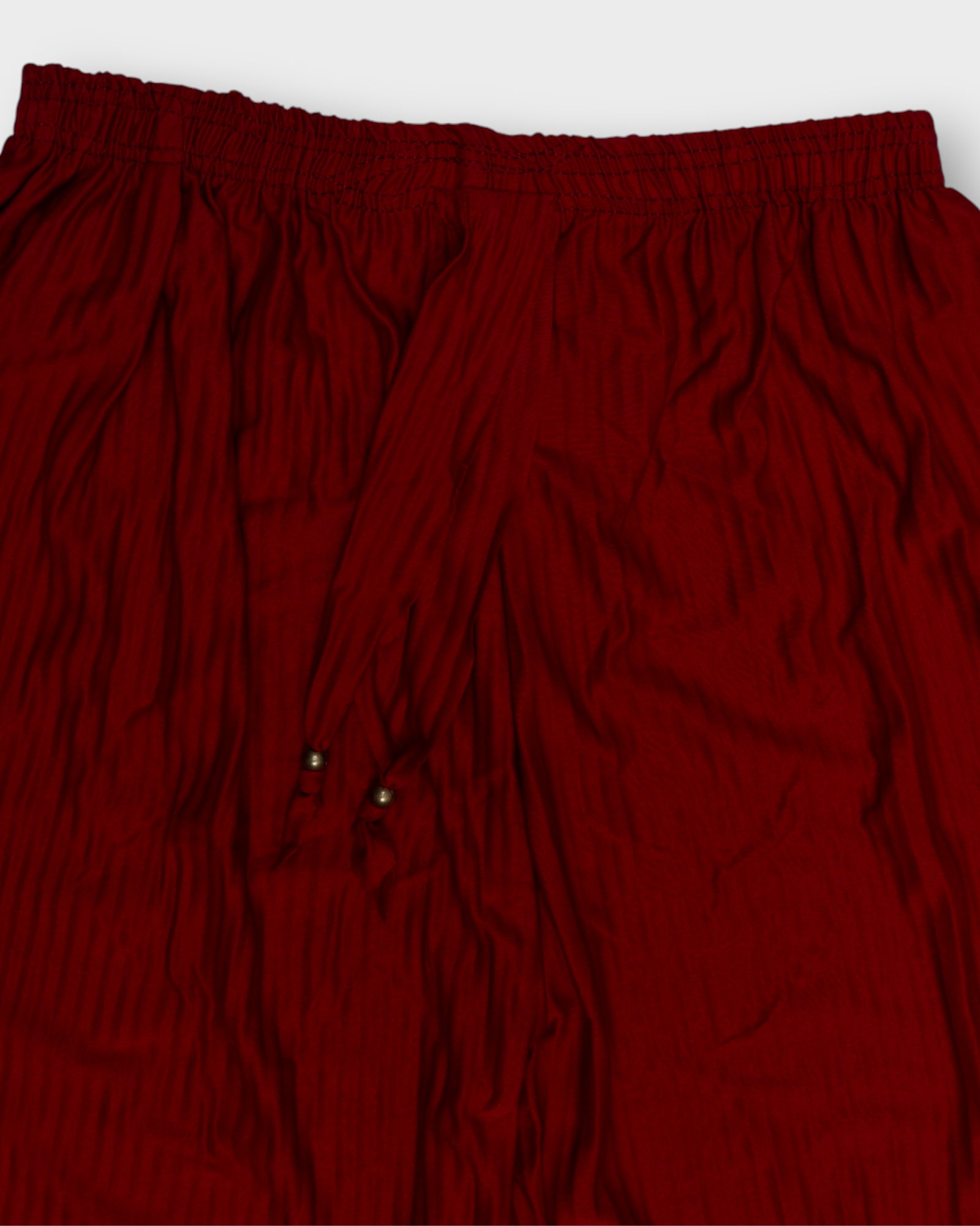 Maroon Cotton Palazzos with Floral Cutwork Ankles