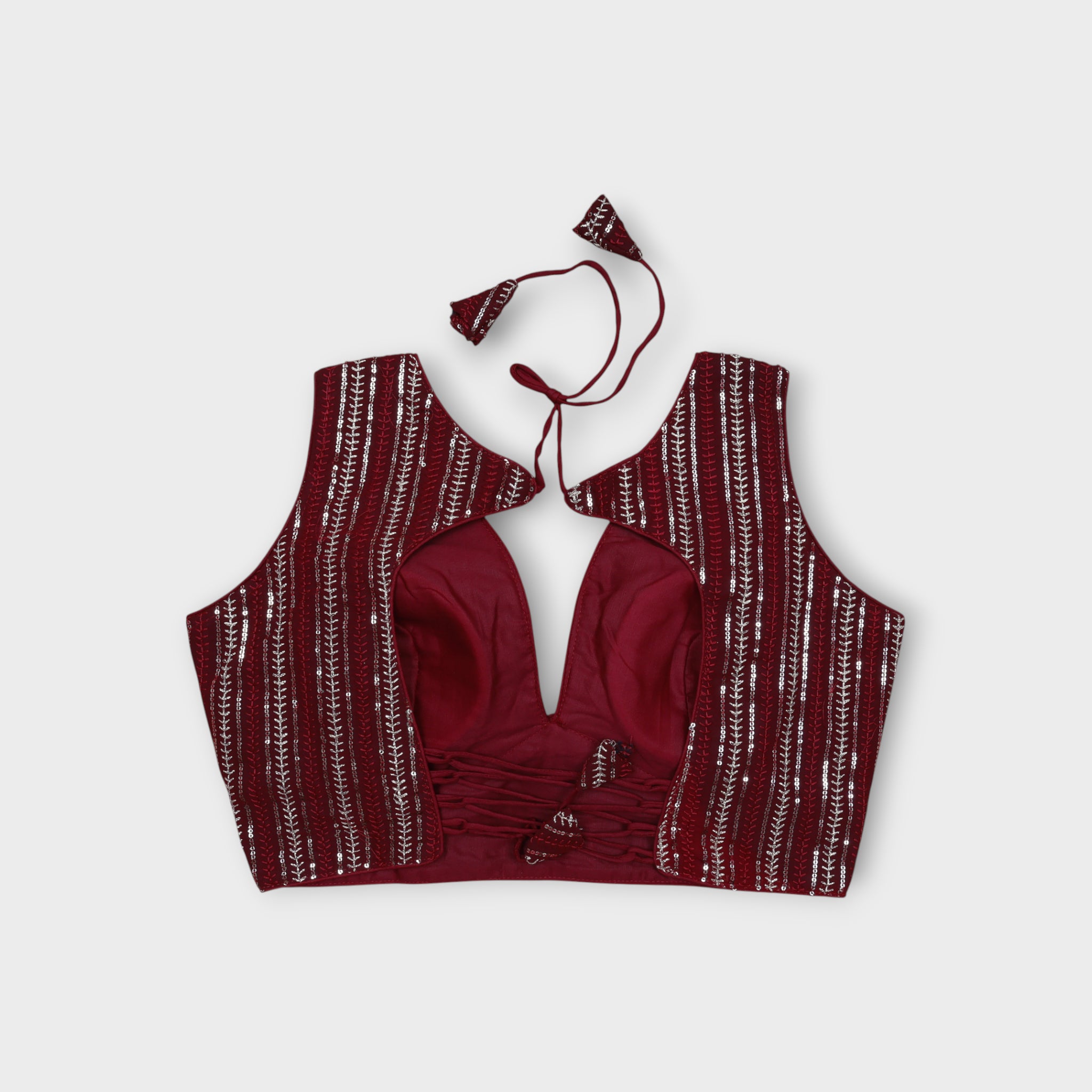 Georgette Tie Back V Neck Readymade Blouse