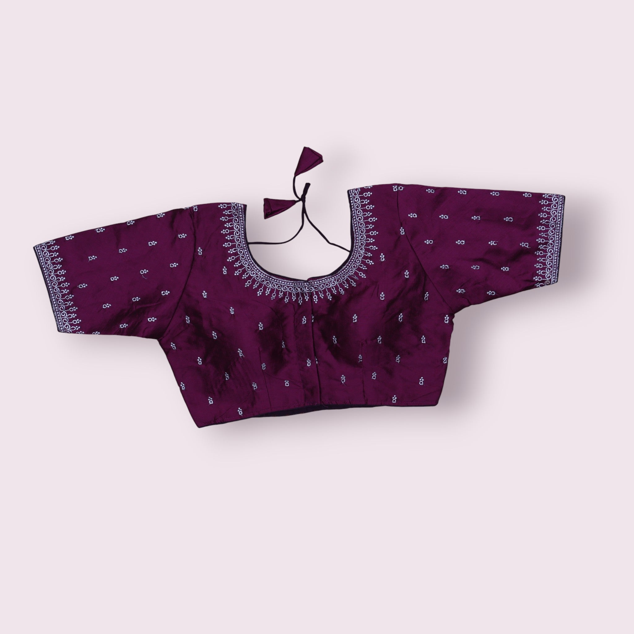 Silver Silk Zari Embroidered Readymade Blouse