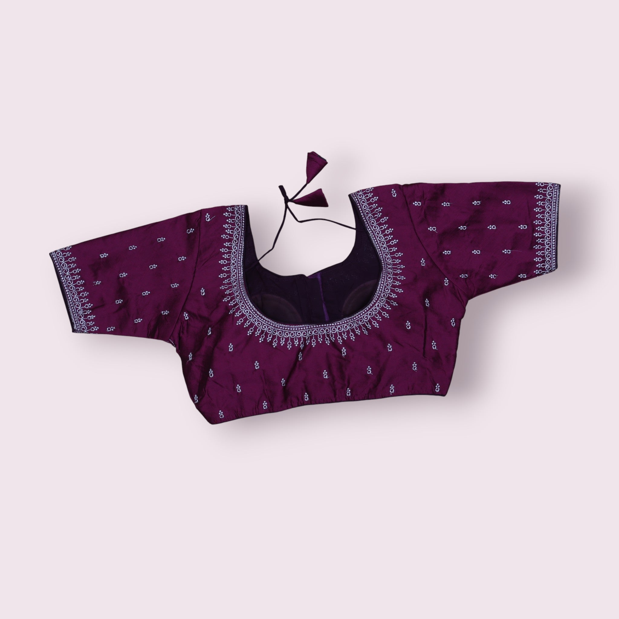 Silver Silk Zari Embroidered Readymade Blouse