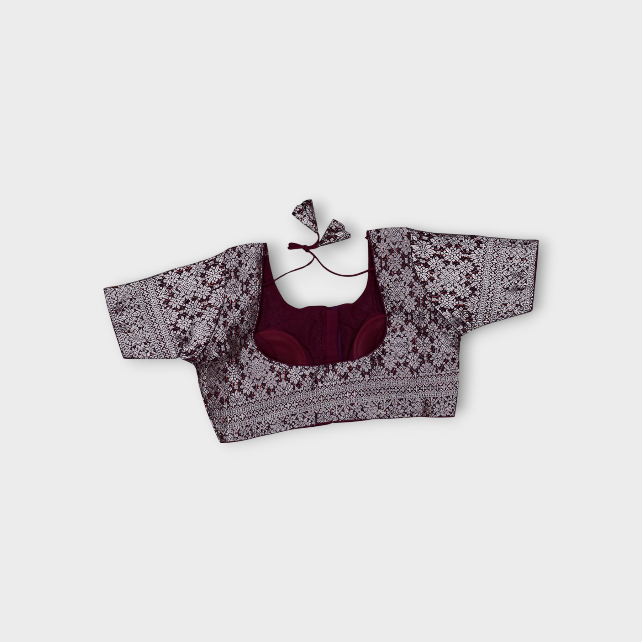 Silver Brocade Silk Jacquard Readymade Blouse