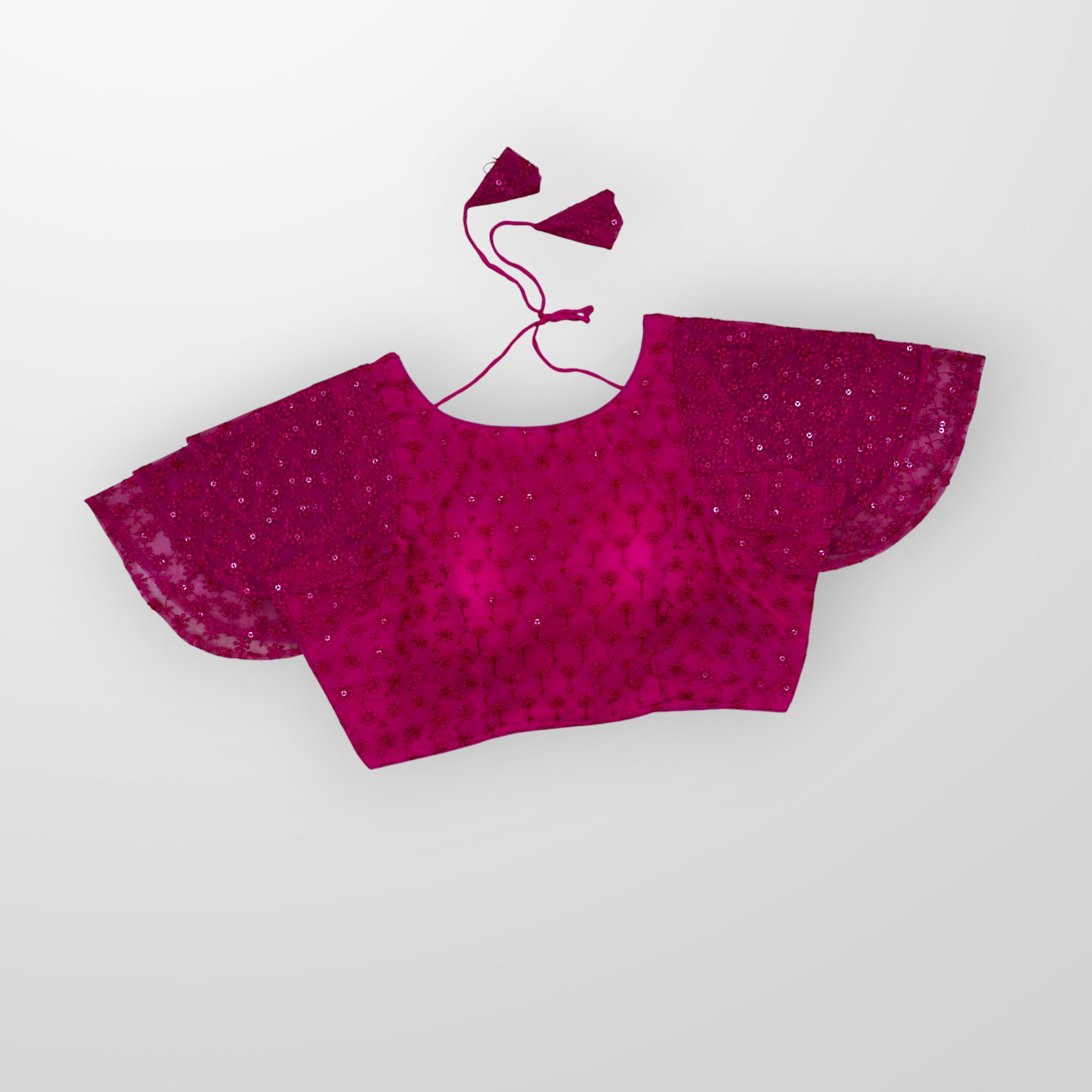 Embroidered Ruffle Sleeve Cotton Readymade Blouse