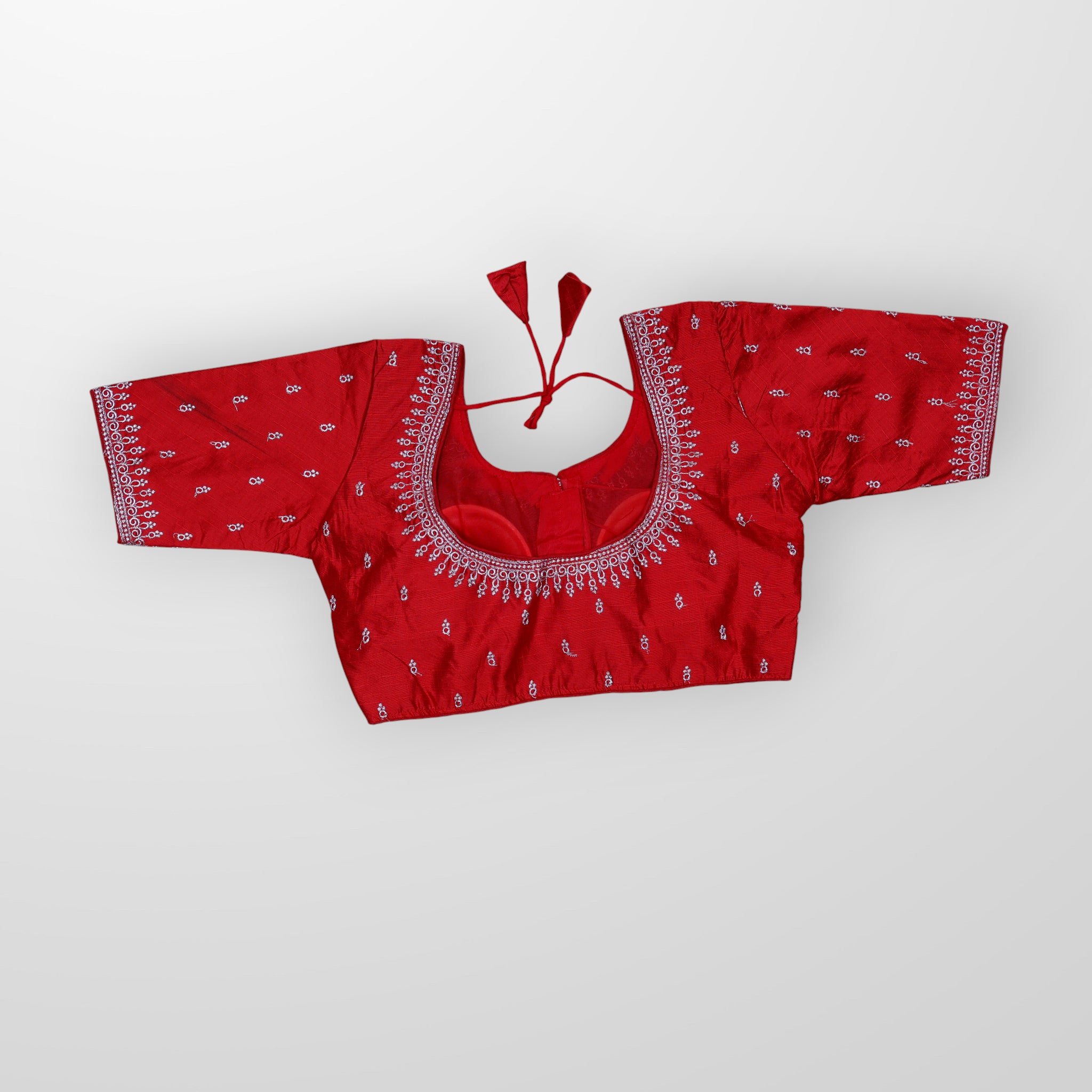 Silver Silk Zari Embroidered Readymade Blouse