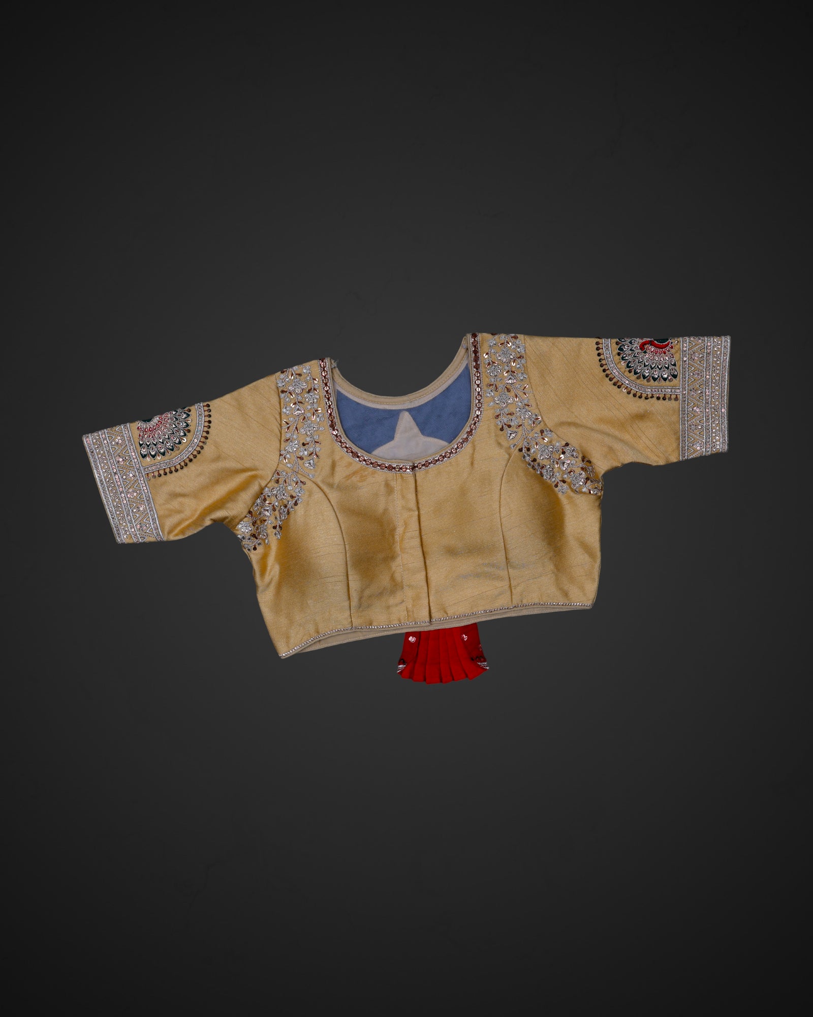 Silk U Neck Cutout Back Readymade Blouse