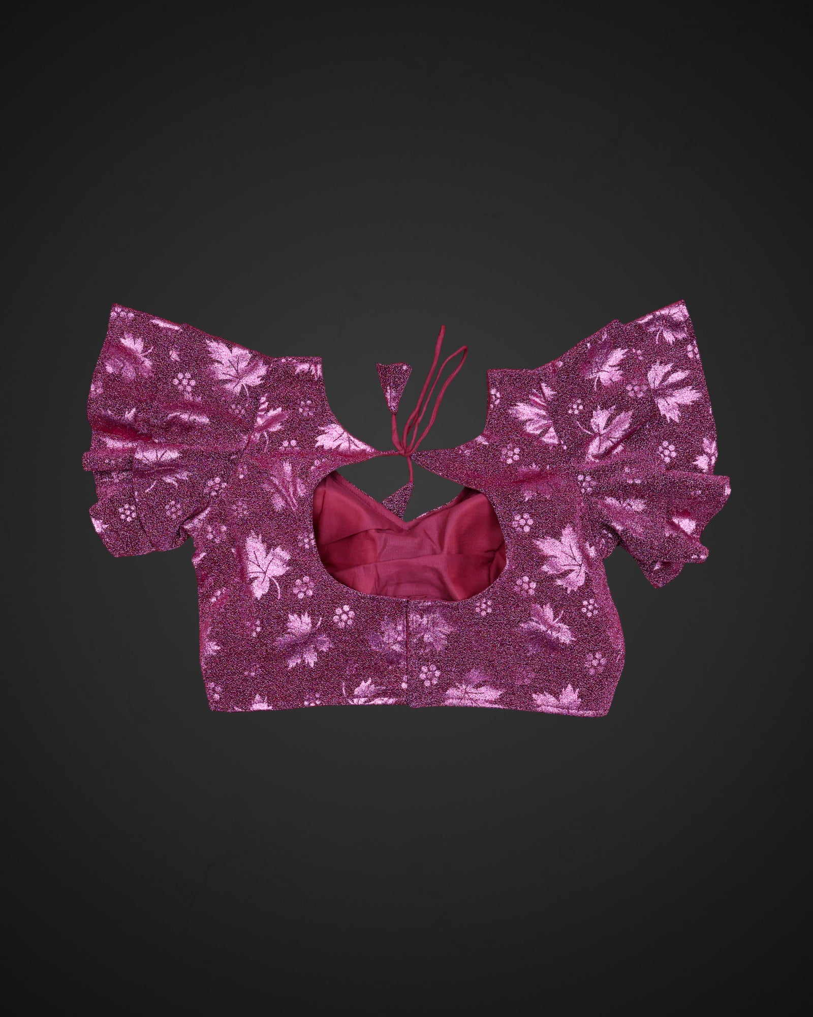 Jacquard Ruffle V Neck Readymade Blouse