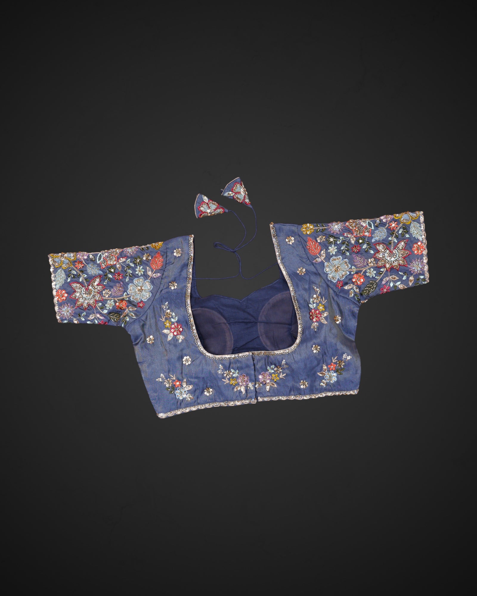 Silk Notched Neck Fitted Sleeve Readymade Blouse