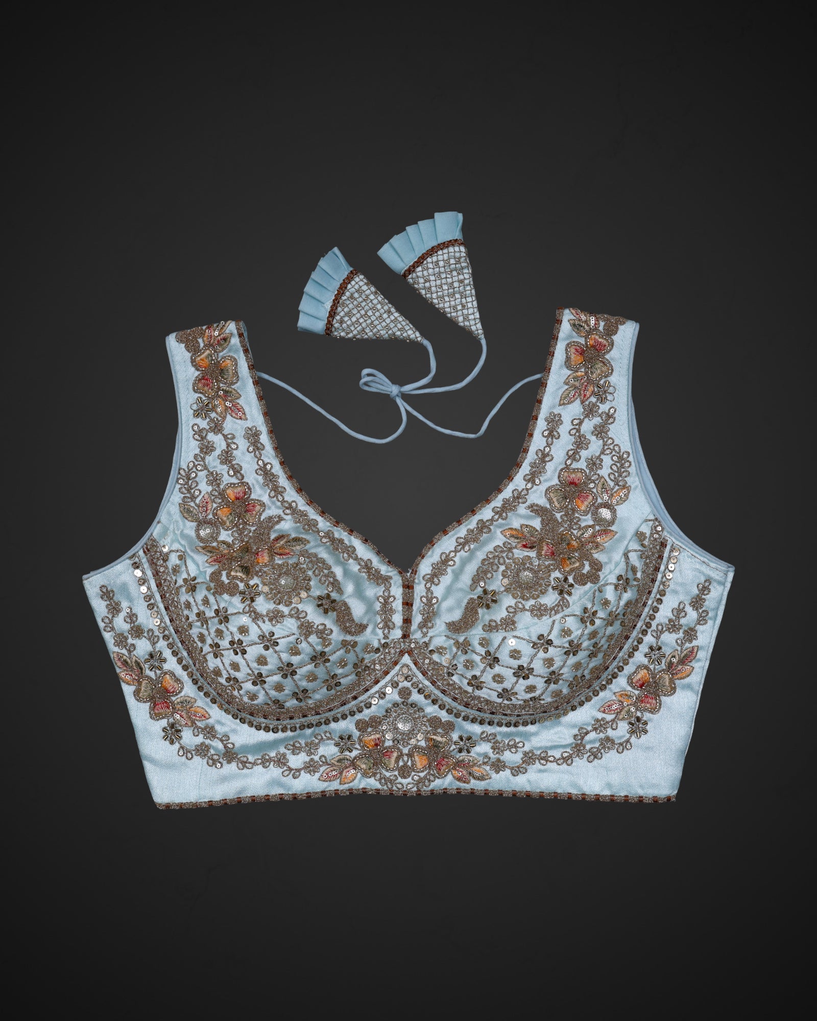 Italian Silk Embroidered Readymade Blouse