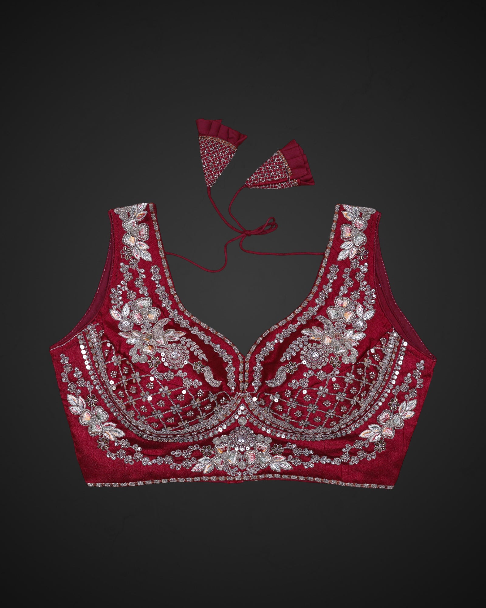 Italian Silk Embroidered Readymade Blouse