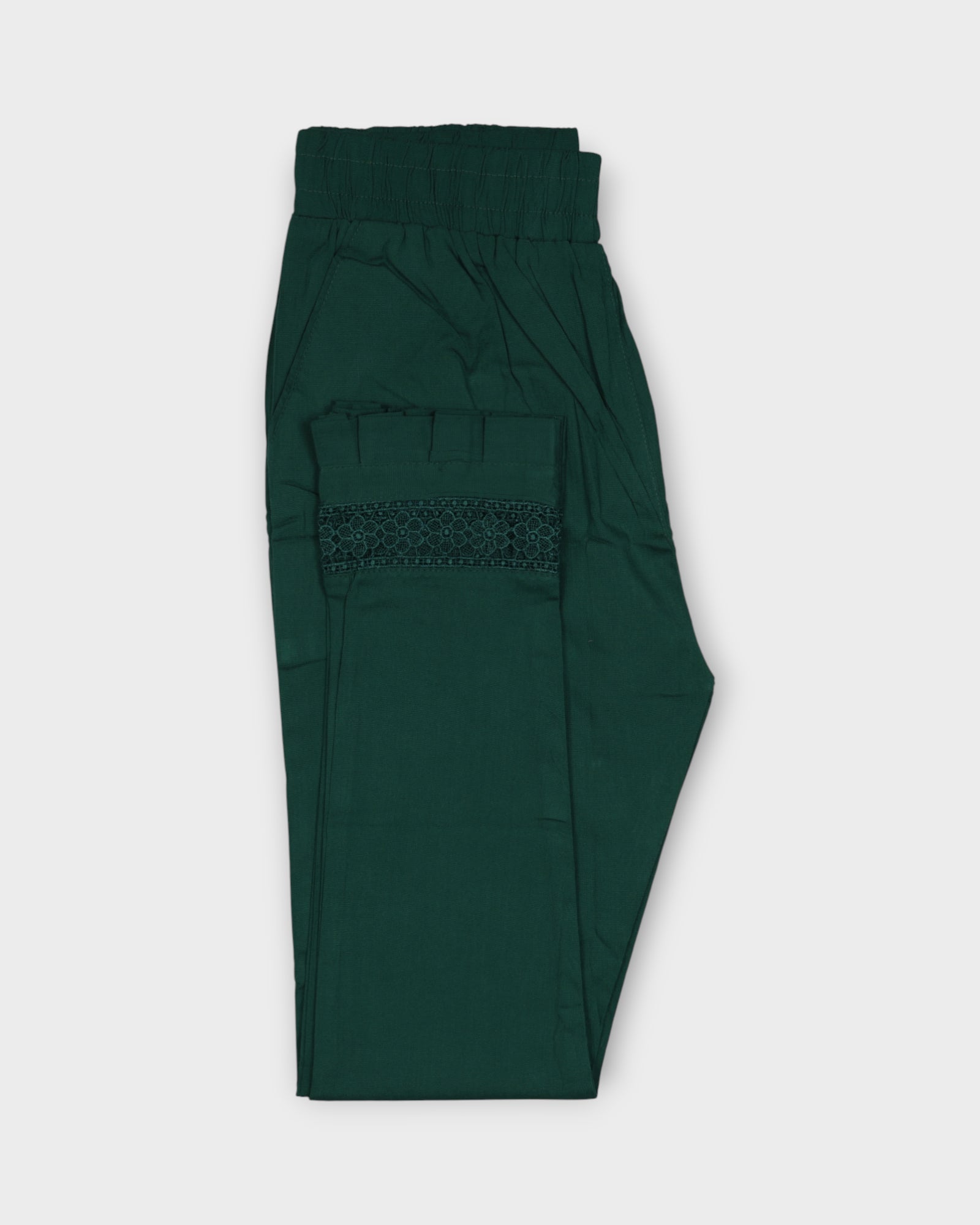 Green Cotton Straight Pants