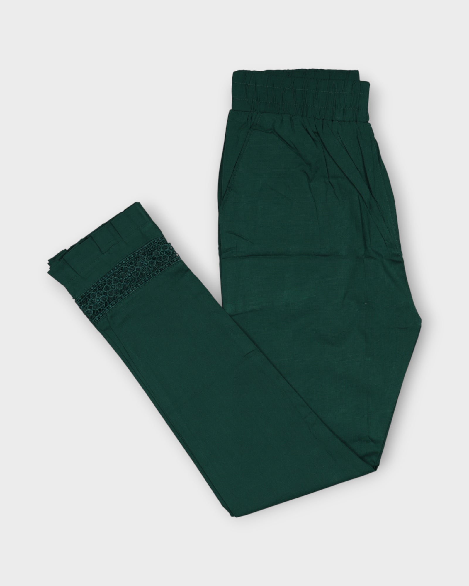 Green Cotton Straight Pants