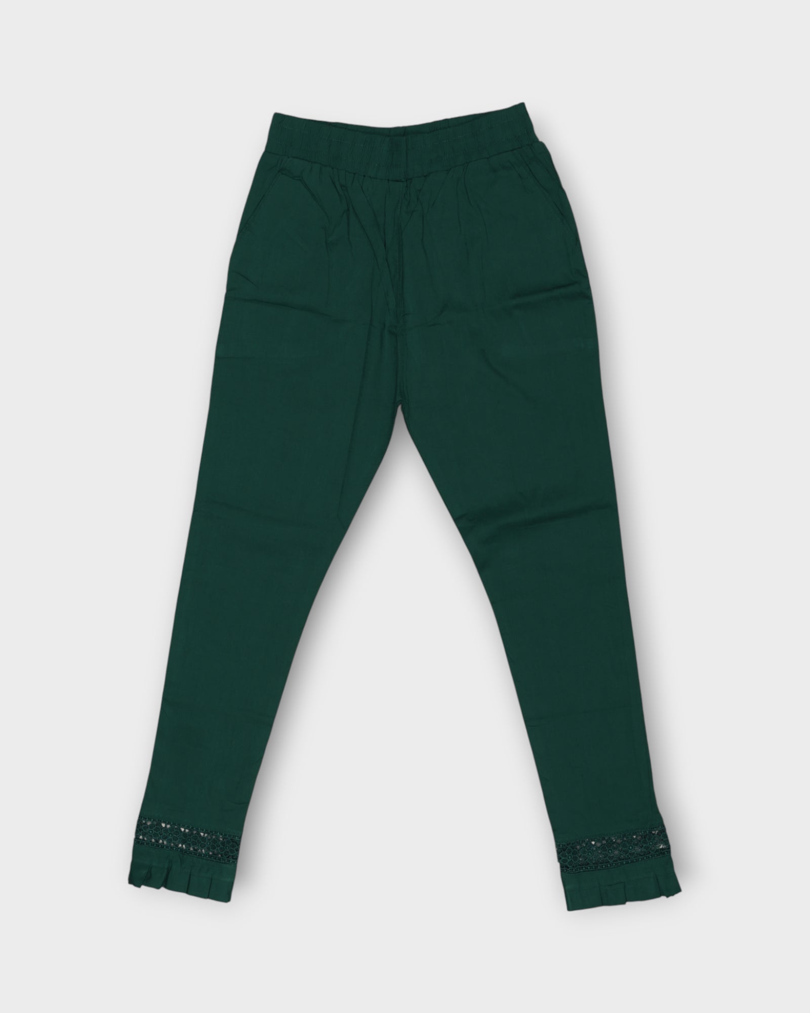 Green Cotton Straight Pants