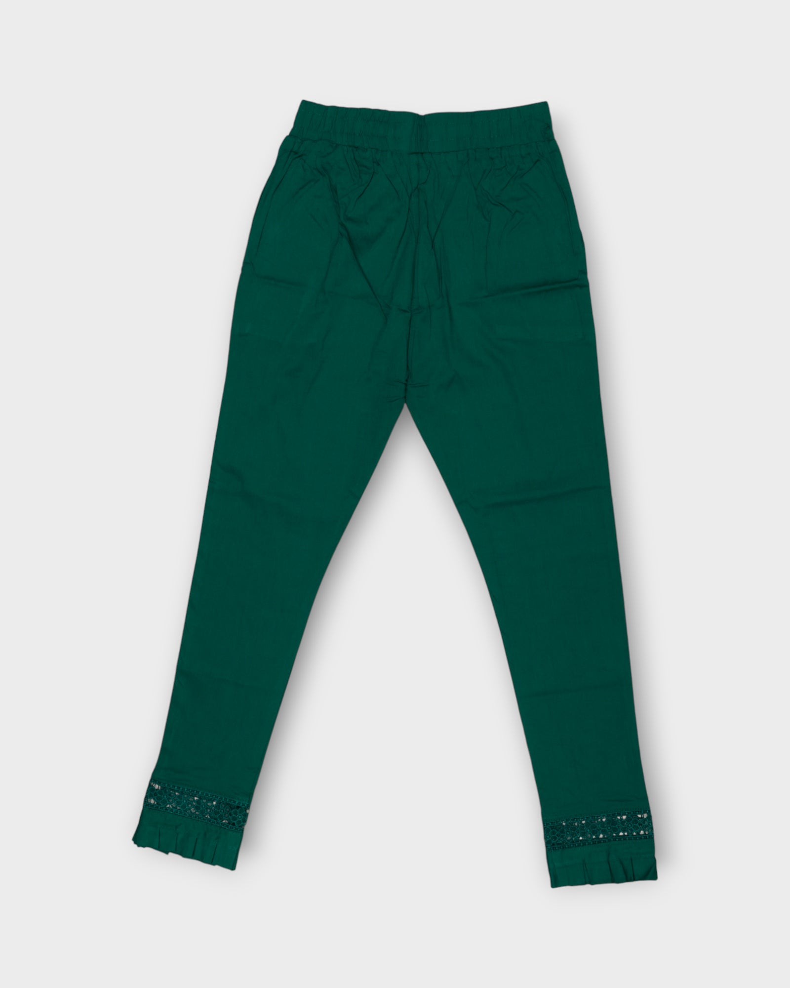 Green Cotton Straight Pants