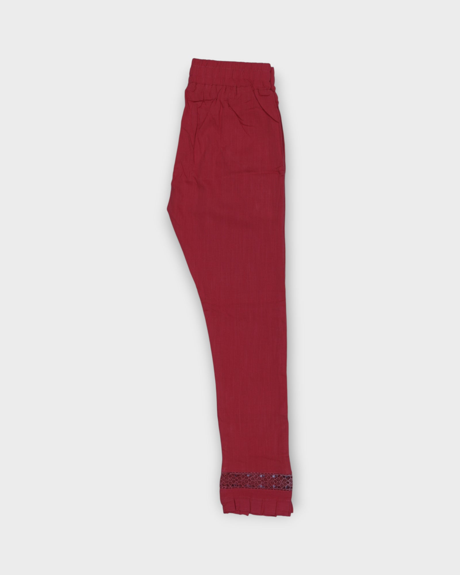 Red Cotton Straight Pants