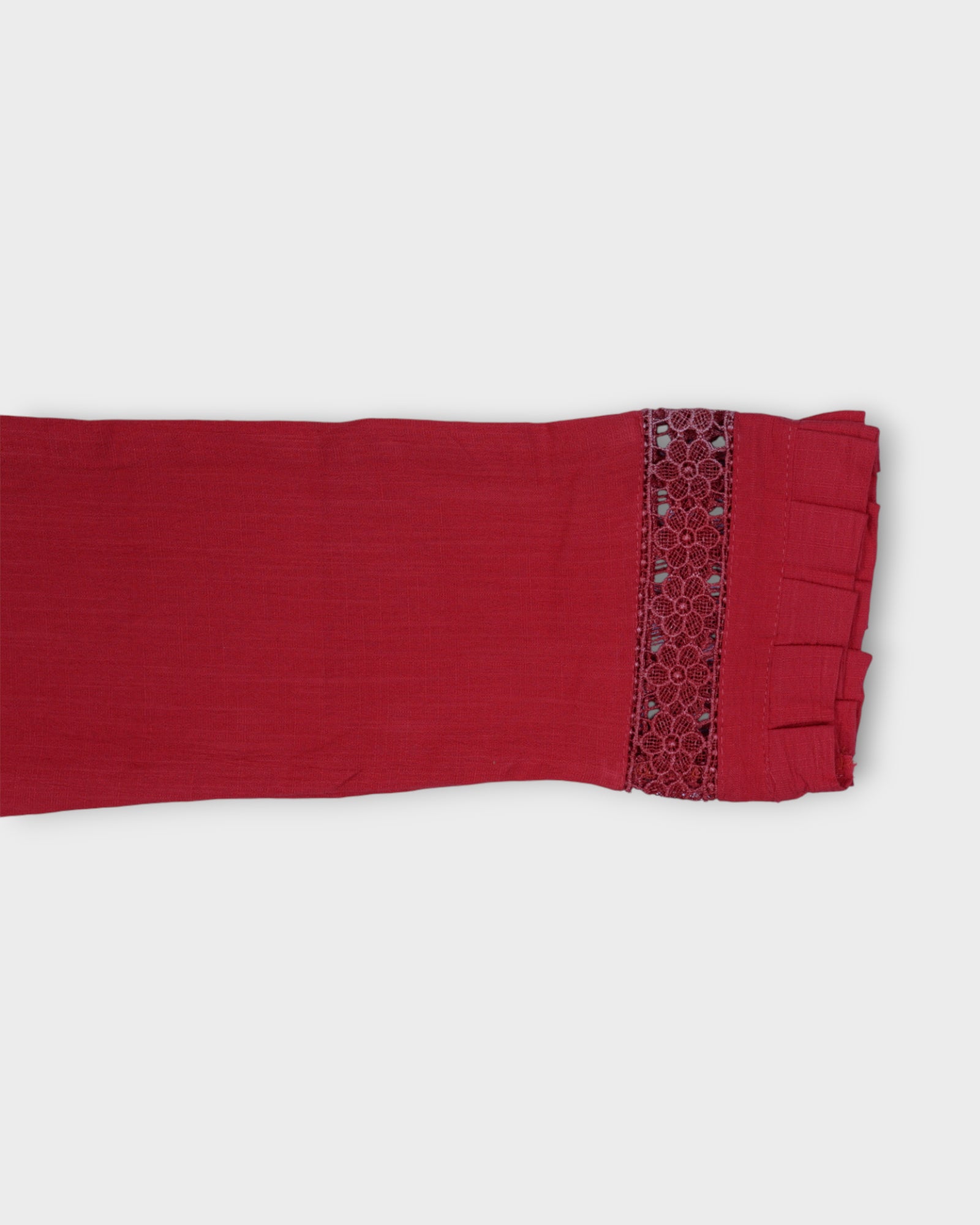 Red Cotton Straight Pants