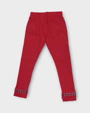 Red Cotton Straight Pants