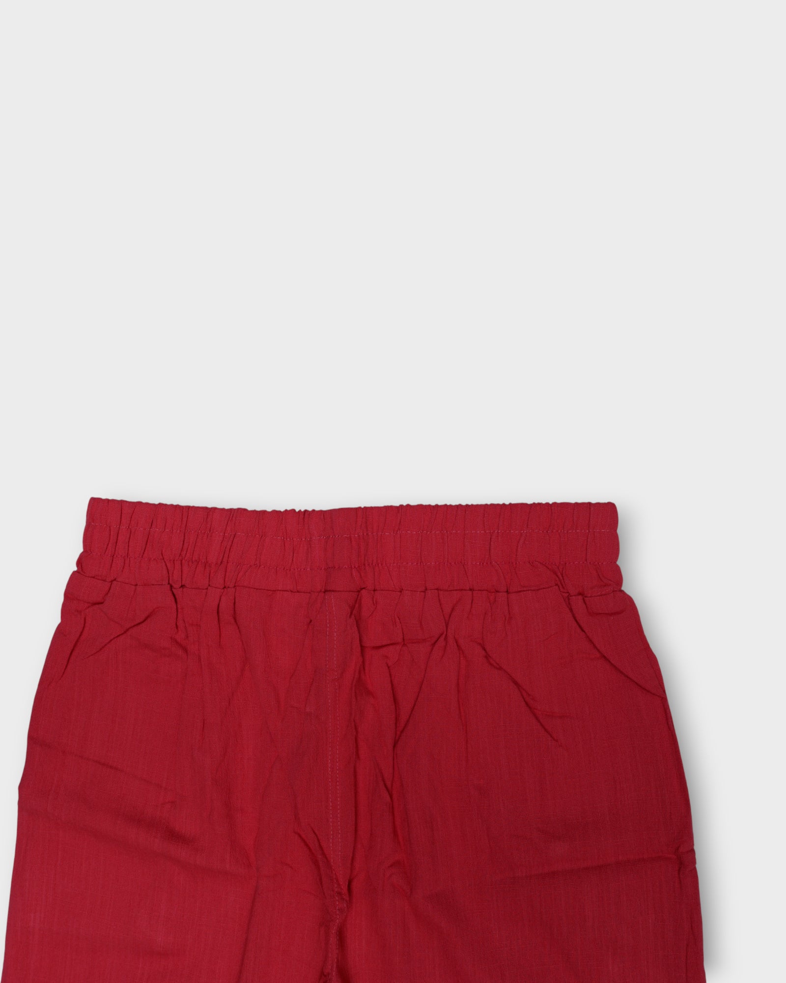 Red Cotton Straight Pants