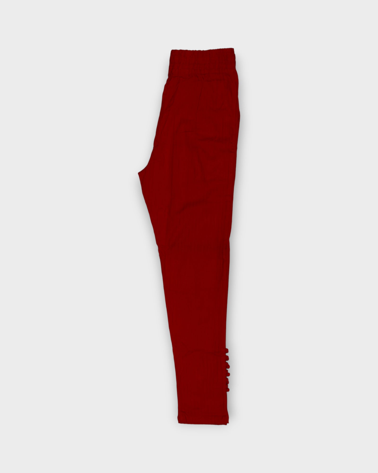 Red Cotton Ankle Length Pants