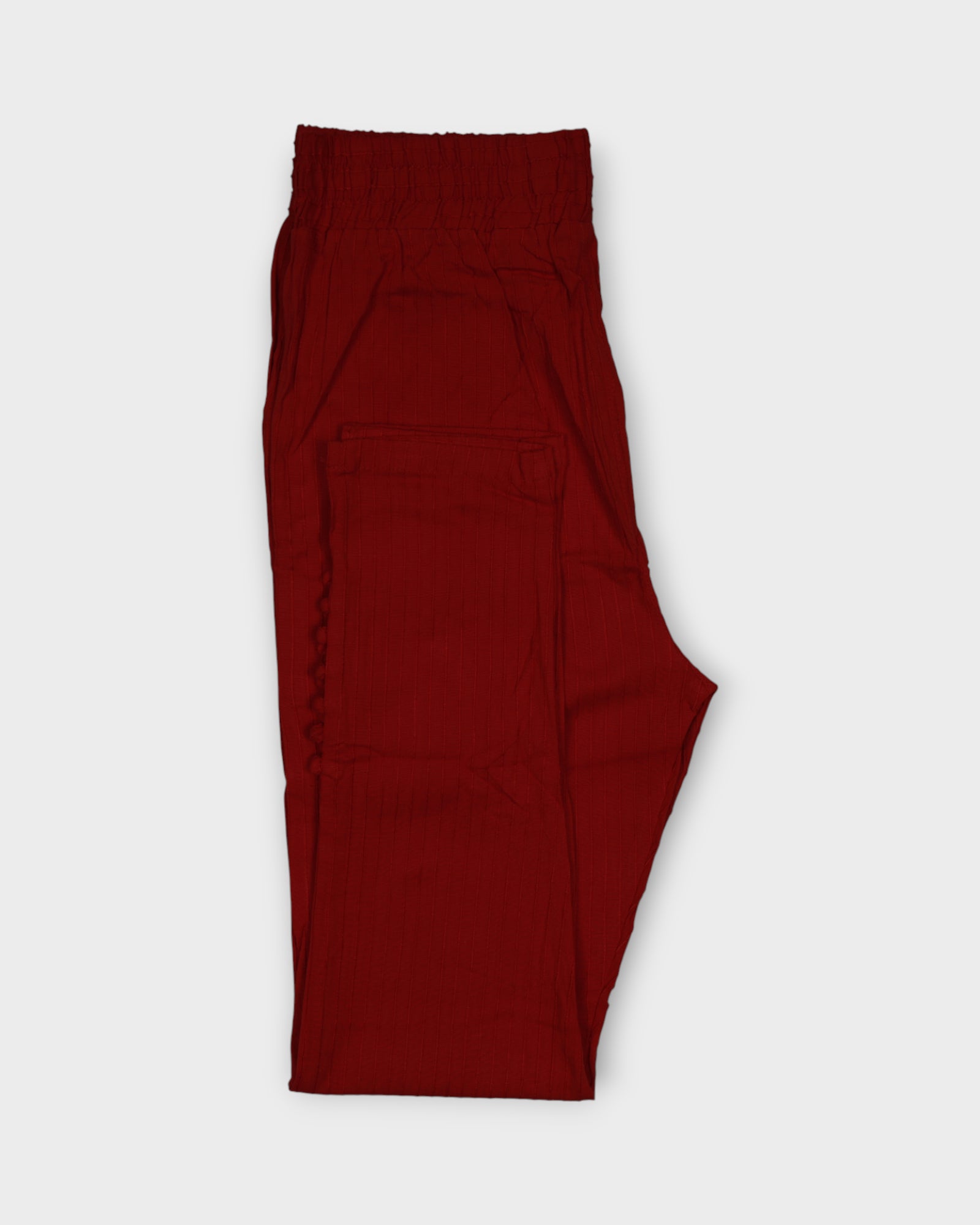 Red Cotton Ankle Length Pants