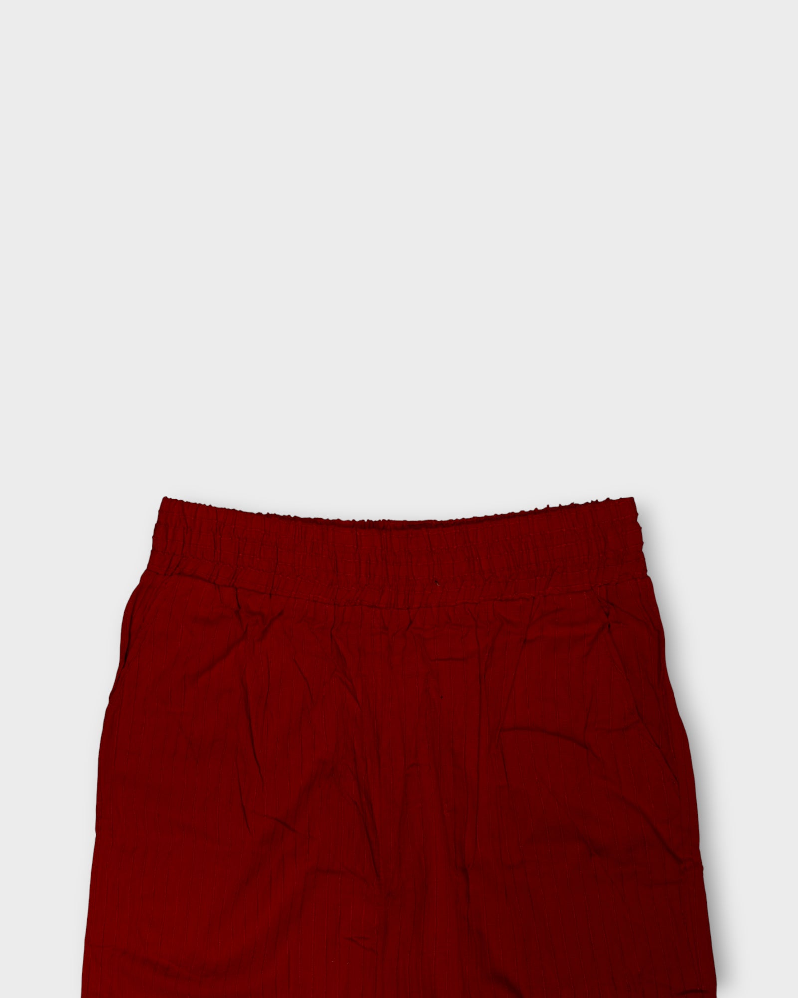 Red Cotton Ankle Length Pants