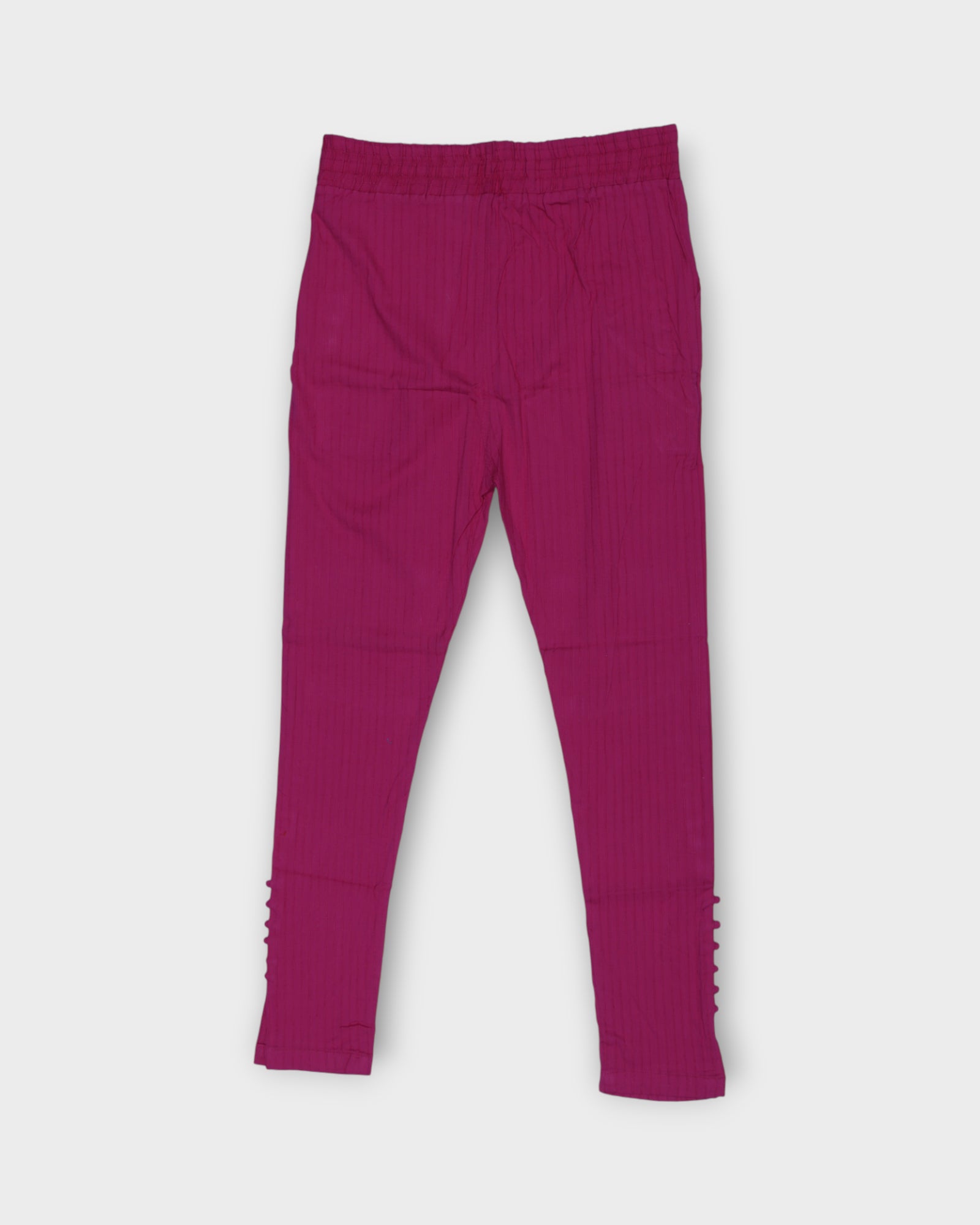 Pink Cotton Straight Pants