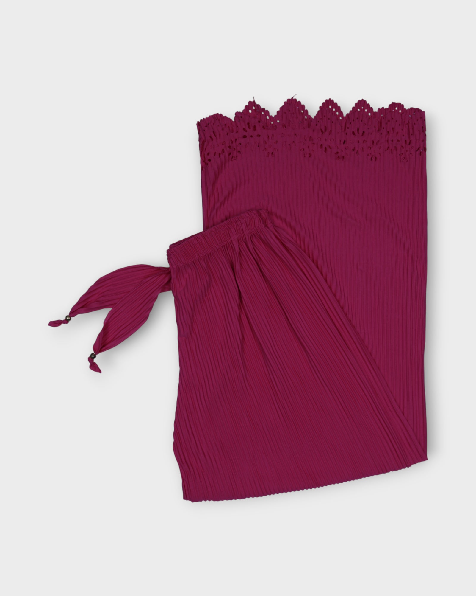 Dark Pink Cotton Flared Palazzo Pants