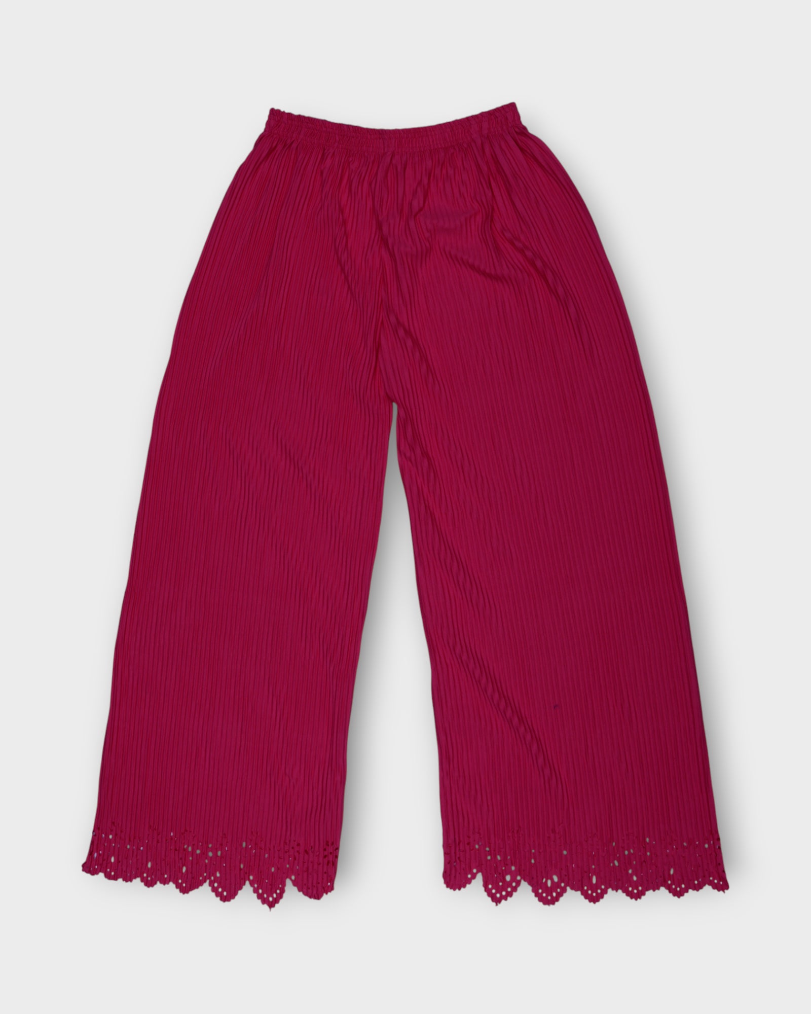 Dark Pink Cotton Flared Palazzo Pants