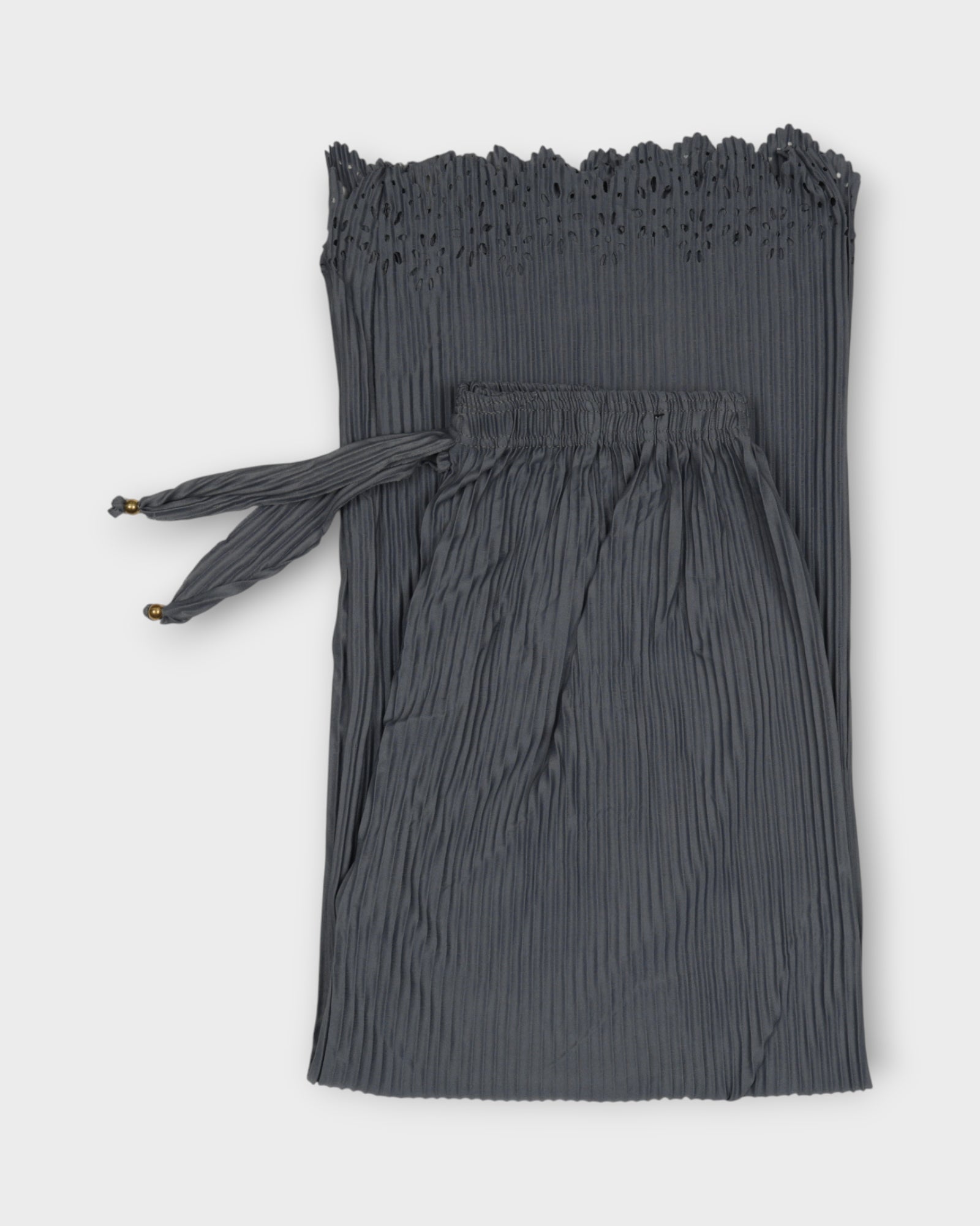 Grey Cotton Flared Palazzo Pants