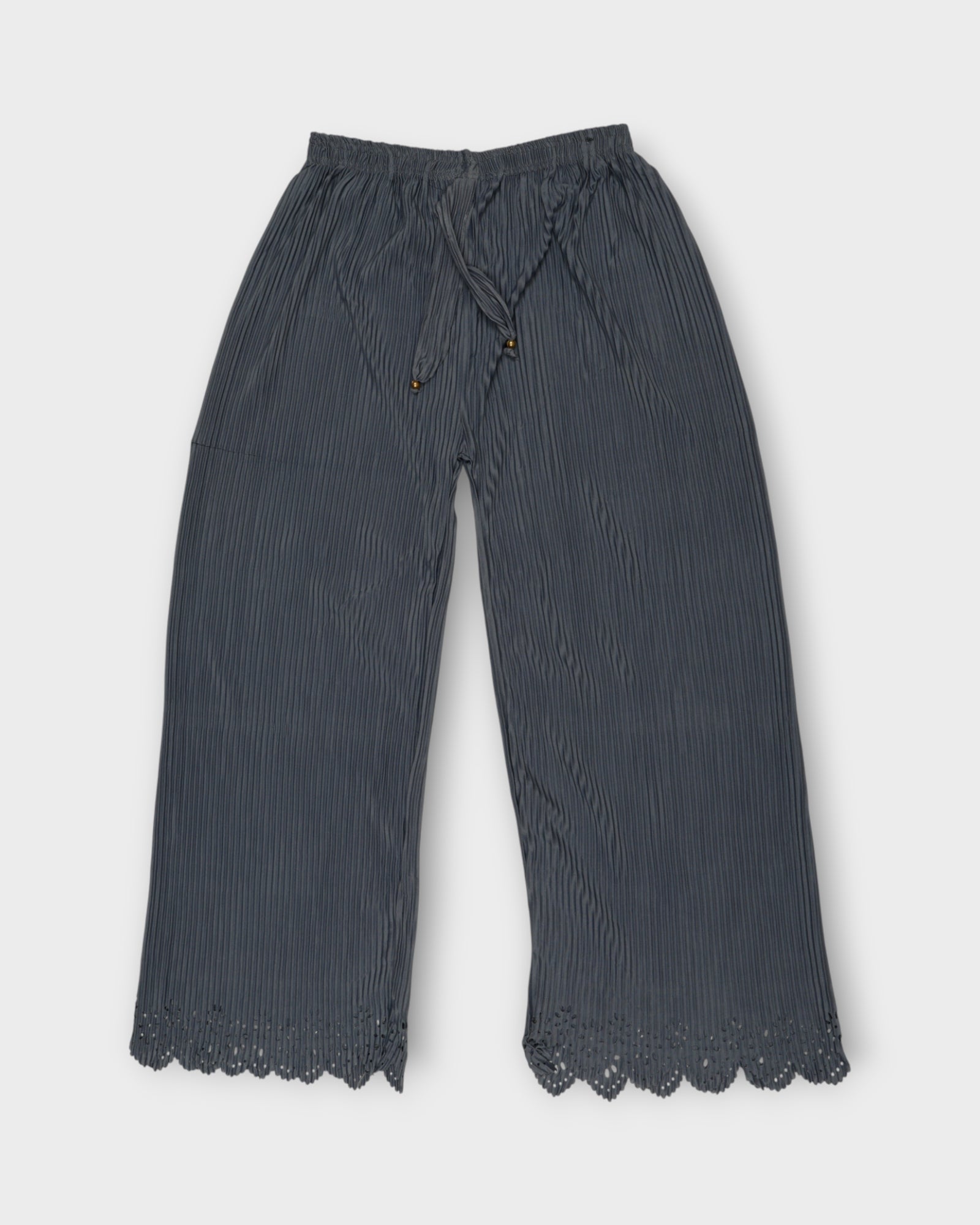 Grey Cotton Flared Palazzo Pants