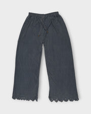 Grey Cotton Flared Palazzo Pants