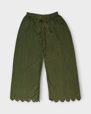 Mehendi Green Cotton Flared Palazzo Pants