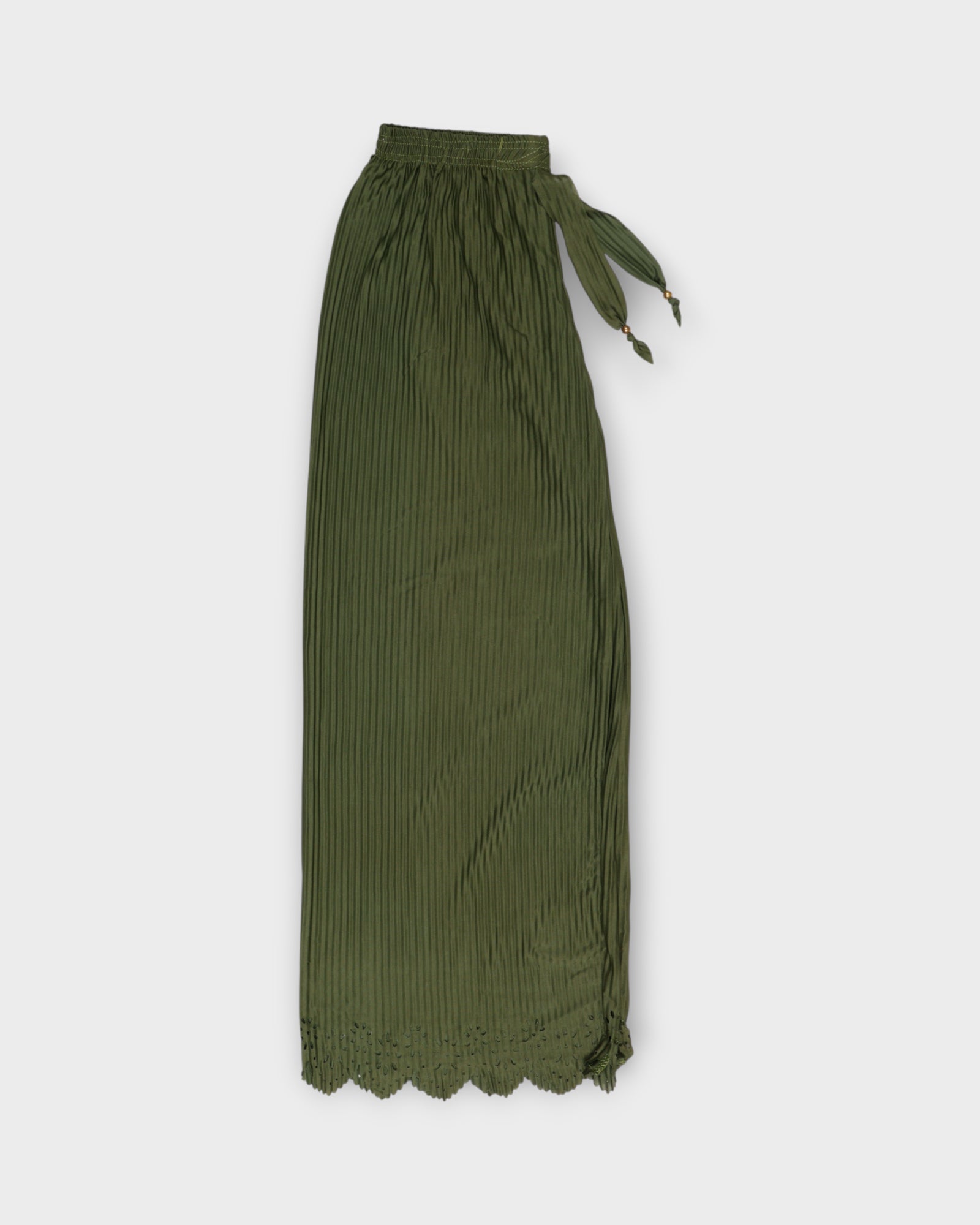 Mehendi Green Cotton Flared Palazzo Pants