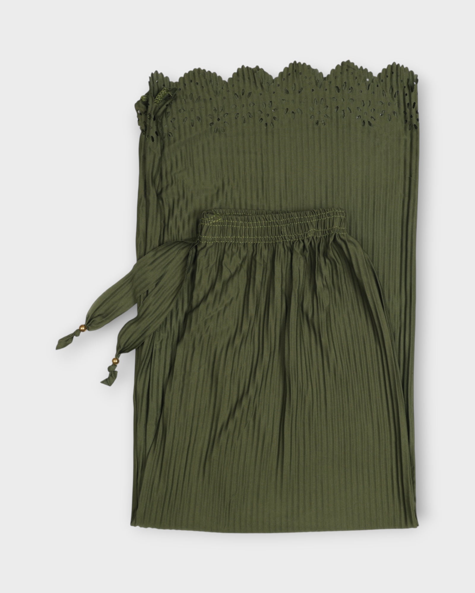 Mehendi Green Cotton Flared Palazzo Pants