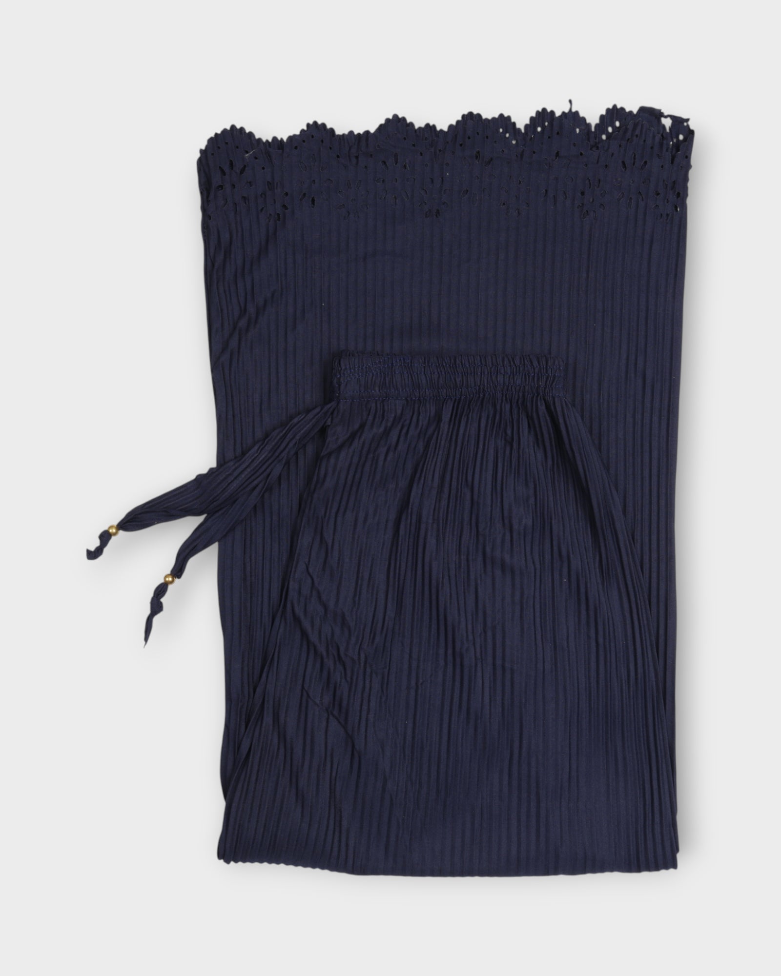 Navy Blue Cotton Flared Palazzo Pants